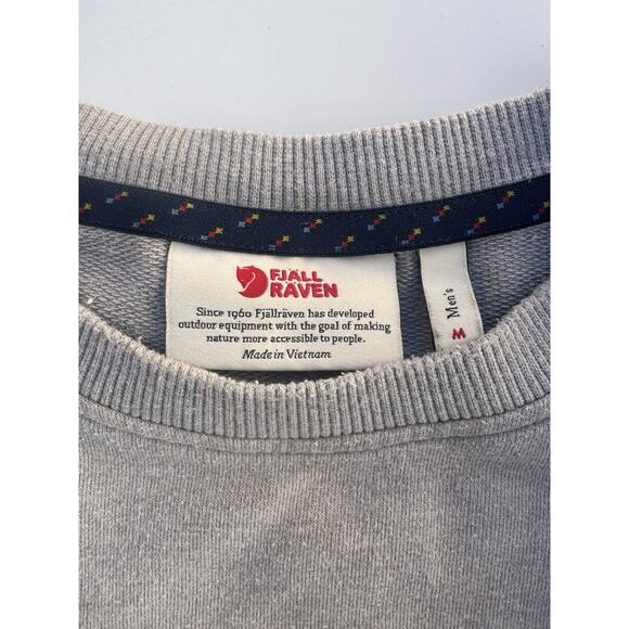 Fjallraven Sweater Mens Medium Gray Sweatshirt Vardag Crew Neck Logo Outdoors - Picture 6 of 6